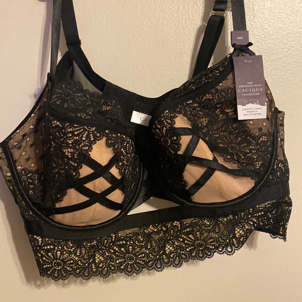 NWT! 46C CACIQUE Seriously Sexy Lightly Lined French Balconette Bra